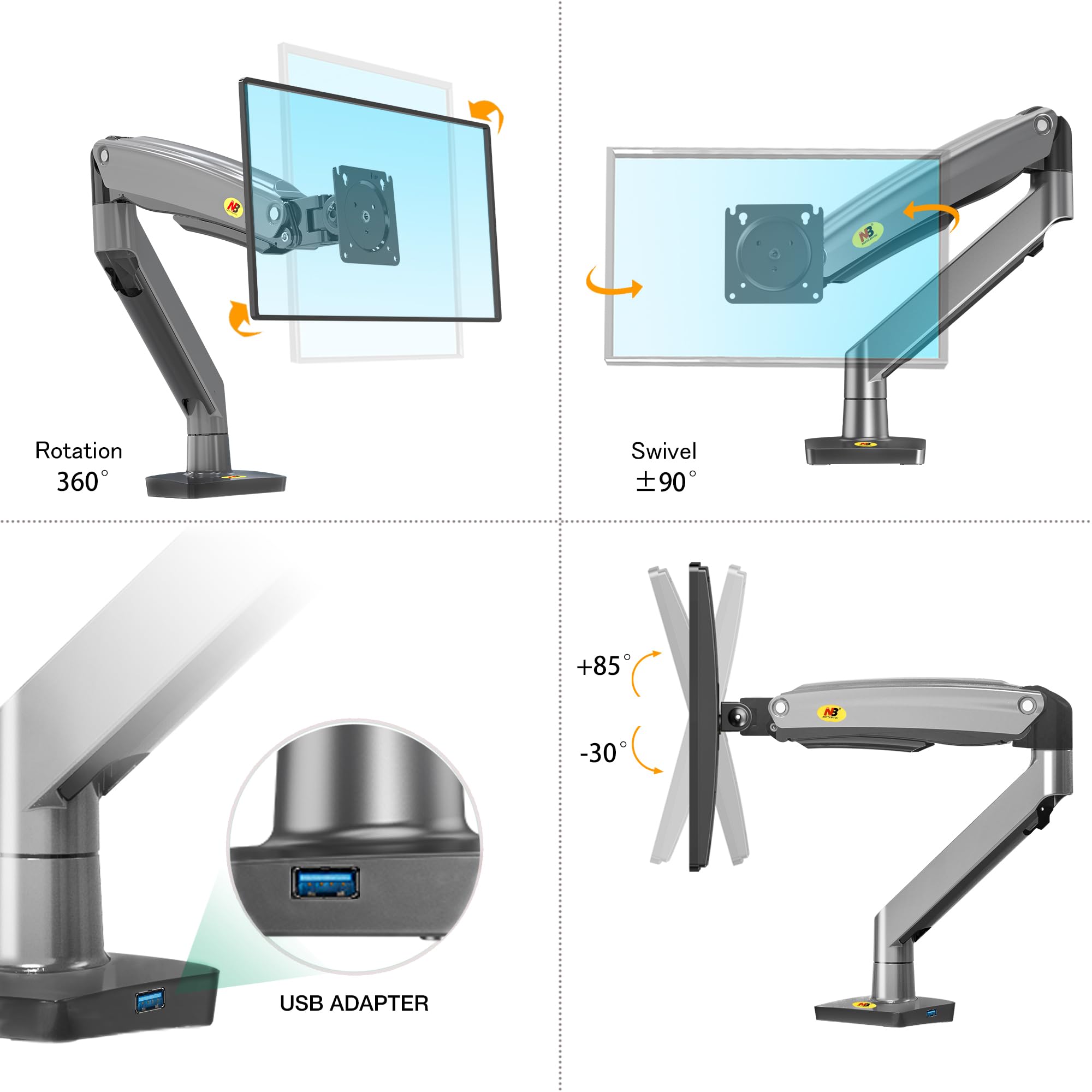 Amazon.com: NB North Bayou Monitor Arm Desk Mount Ultra Wide Full